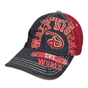Walt Disney World Parks Hat Property of Distressed Red Black Cap Mickey Adult